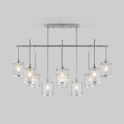 многоламповая потолочная люстра со стеклянными цилиндрическими плафонами на прямоугольной раме