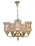 Brass Mini Chandelier With Luster Etched Glass люстра FOS Lighting SR2-SamaMahak-CH5