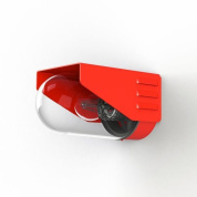 уличное настенное бра с овальным плафоном в корпусе красного цвета