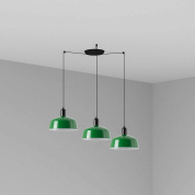 подвесной светильник зелёный глянцевый 3 плафона