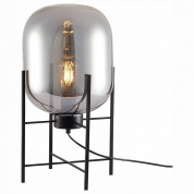 настольная лампа с крупным стеклянным плафоном на каркасной подставке