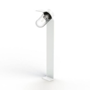 садовый боллард с прозрачной лампой и белым корпусом