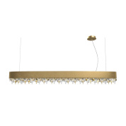 подвесной светильник овальной формы с декоративными хрустальными подвесами и латунным корпусом