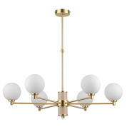 восьмиламповая потолочная люстра с шаровыми матовыми плафонами