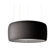 акустический подвесной светильник с тёмным цилиндрическим корпусом