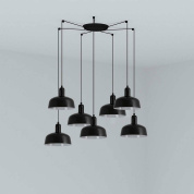 подвесной светильник чёрный глянцевый 7 плафонов