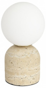 настольная лампа с белым стеклянным шаром на каменной основе