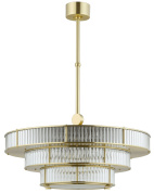 десятиламповая подвесная люстра с многоярусными стеклянными кольцами