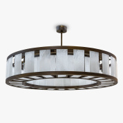 круглая потолочная люстра с декоративным металлическим кольцом и стеклянными вставками