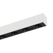 магнитный трековый светильник линейный черный с ячеистым отражателем для системы MAG-25 24V