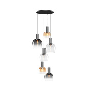 подвесной светильник с многоуровневыми плафонами черного цвета