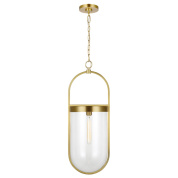 подвесной светильник с овальной стеклянной колбой и латунной рамой