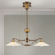 подвесной двухламповый светильник с металлическими рефлекторами на штанге