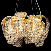 подвесная люстра с объемной спиральной композицией из хрусталя