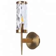 настенное бра с цилиндрическим стеклянным плафоном и латунным держателем
