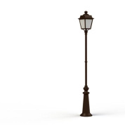 уличный фонарь на столбе с куполообразным плафоном коричневого оттенка