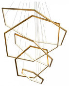 подвесная люстра с многоугольными кольцами золотого цвета