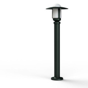 садовый светильник черного цвета с круглым плафоном под дисковым козырьком