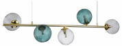 подвесной светильник с пятью стеклянными шарами на продольной перекладине