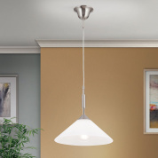 подвесной потолочный светильник с широким опаловым стеклянным плафоном конической формы