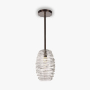 подвесной светильник с рифлёным стеклянным плафоном вытянутой формы