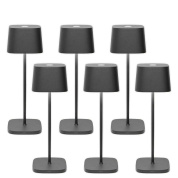LD1876N3 Zafferano Настольная лампа на батарейках OFELIA TAVOLO PRO, комплект из 6 ламп IP65, темно-серая, лакированная, с регулировкой яркости