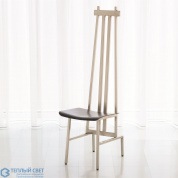 High Back Chair-Nickel/Dark Grey Leather Global Views кресло