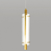 подвесной светильник с вытянутым плафоном на латунной арматуре