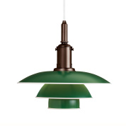 подвесной светильник с трёхъярусным плафоном зелёного цвета