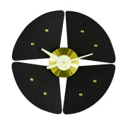 20126002 Petal Vitra Настенные часы с чёрным циферблатом и латунным декором в форме лепестков