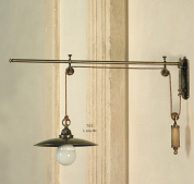 настенное бра с узким абажуром и металлическим кронштейном