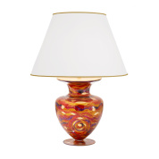 настольная лампа с круглым абажуром на керамическом основании