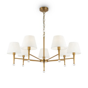 подвесной светильник с пятью тканевыми плафонами на каркасе из латуни