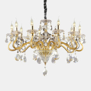 подвесная хрустальная люстра с десятью рожками и декоративными подвесками IP20