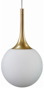 подвесной светильник с белым шарообразным плафоном и золотым цоколем