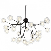 подвесная люстра с множеством прозрачных шаров на тонких металлических ветвях