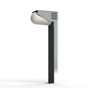 уличный фонарный столб с асимметричным плафоном серебристого цвета