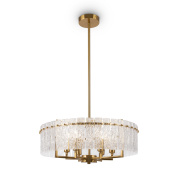 люстра с цилиндрическими стеклянными элементами и латунной рамой