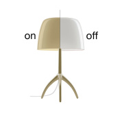 настольный светильник с абажуром округлой формы на трёхлучевой ножке