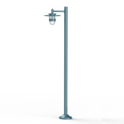 уличный фонарь на синей опоре с круглым плафоном