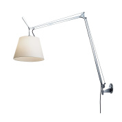 торшер с изогнутой стойкой и подвесным абажуром цилиндрической формы