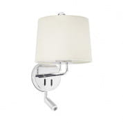 24033-02 MONTREAL CHROME WALL LAMP WITH READER BEIGE LAMPSH настенный светильник Faro barcelona