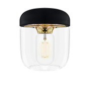 абажур из стекла с латунным основанием и черной крышкой