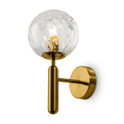настенный светильник с рифленым стеклянным шаром на латунной основе