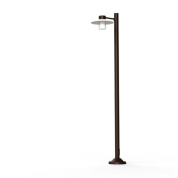 фонарный уличный столб с прозрачным плафоном и коричневой стойкой