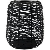 подсвечник из черного ротанга с плетеной структурой высотой 27 см