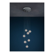 люстра с десятью подвесными стеклянными шарами на круглой основе