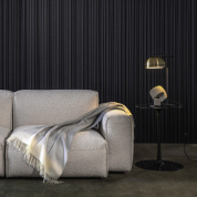 торшер с купольным металлическим абажуром на высокой стойке и круглой подставке