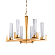 люстра с шестью цилиндрическими плафонами золотистого цвета