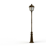 уличный фонарь на столбе с куполообразным плафоном бронзового оттенка